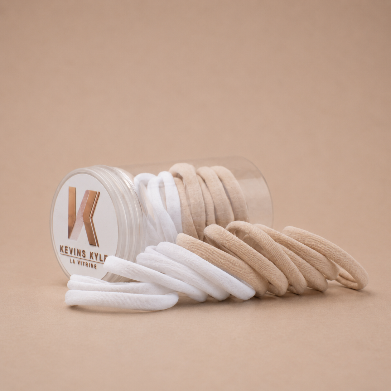 Elastique a cheveux en Nylon - Beige Blanc