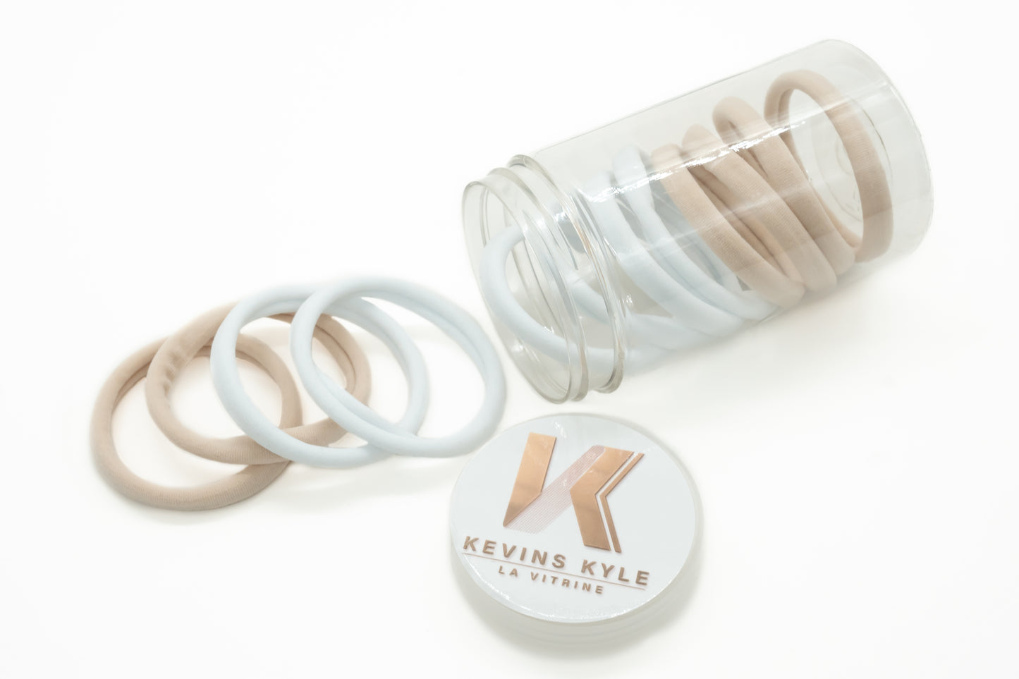 Elastique a cheveux en Nylon - Beige Blanc